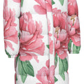 Pink Flower Print Unisex Long Down Jacket