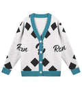 Black-White-Cyan Unisex Cardigan