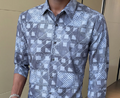 Men's Plus Size Geometric Print Slim Fit Casual Shirt