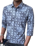 Men's Plus Size Geometric Print Slim Fit Casual Shirt