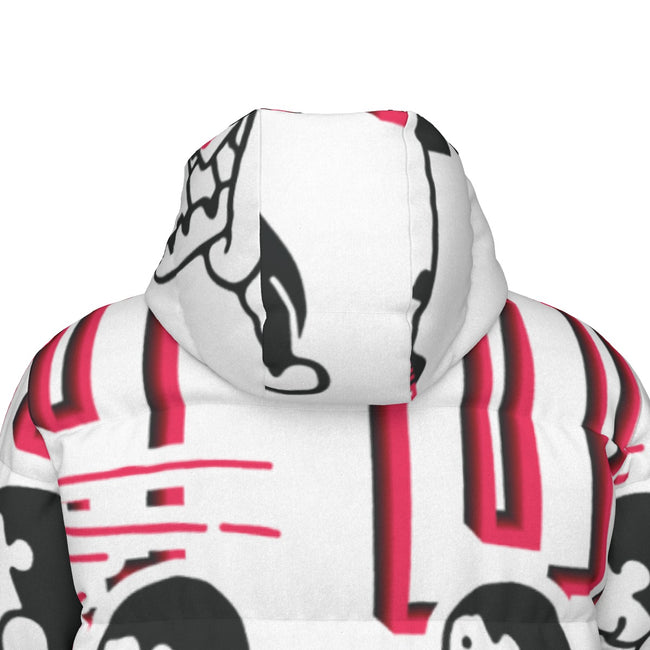 Busy Socialite Print Unisex Long Down Jacket