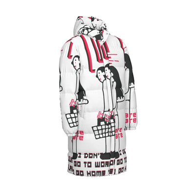 Busy Socialite Print Unisex Long Down Jacket