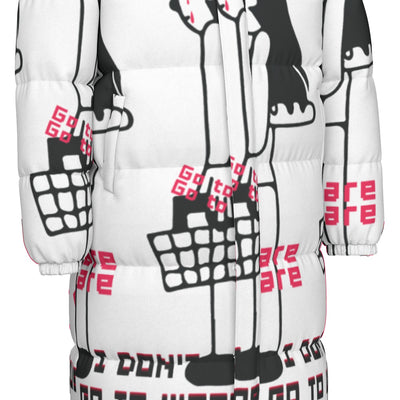 Busy Socialite Print Unisex Long Down Jacket