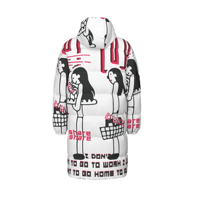 Busy Socialite Print Unisex Long Down Jacket