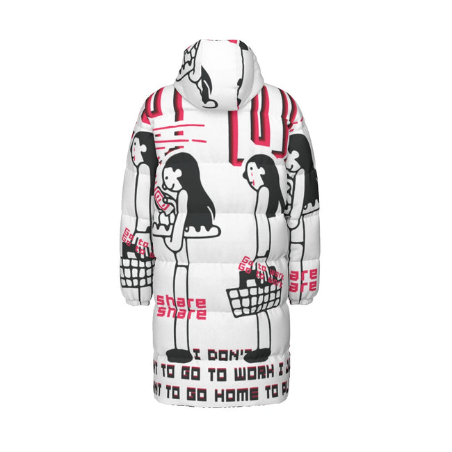 Busy Socialite Print Unisex Long Down Jacket