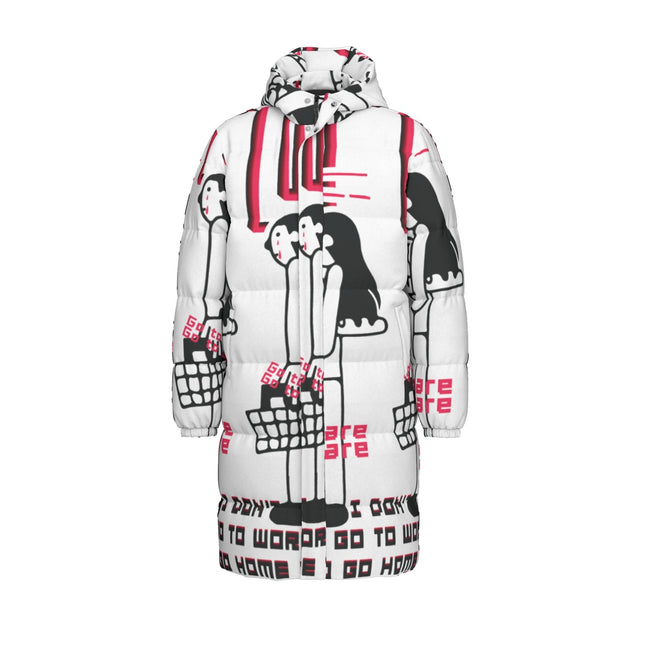Busy Socialite Print Unisex Long Down Jacket
