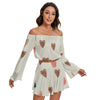 Hearts Off-shoulder Top And Skirt Set