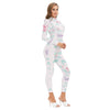 Robavian Flower Print-Women's Long-sleeved High-neck Jumpsuit With Zipper