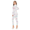 Robavian Flower Print-Women's Long-sleeved High-neck Jumpsuit With Zipper