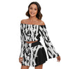 Women's Off-shoulder Cross Top And Skirt Set