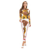 Ninja Bear Women's Long-sleeved High-neck Jumpsuit With Zipper