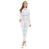 Robavian Flower Print-Women's Long-sleeved High-neck Jumpsuit With Zipper