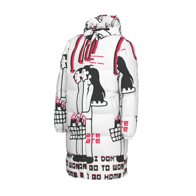 Busy Socialite Print Unisex Long Down Jacket