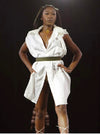 Shirt Dress with Fur Embellishment and Belt