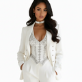 The Oprah-3 Piece Embroidered Suit-with Corset & Choker Necklace