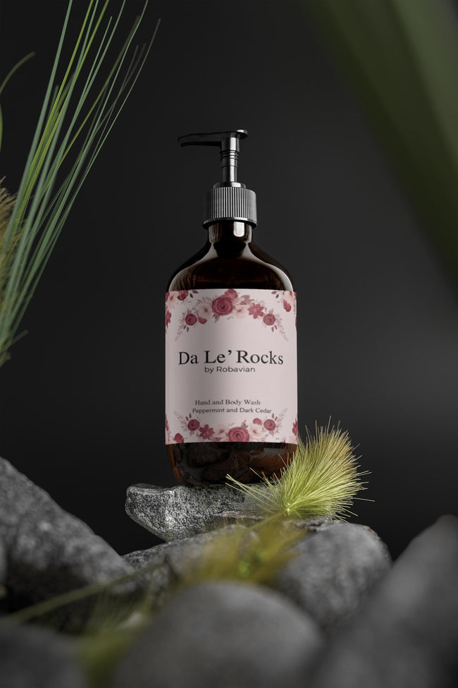 Da Le' Rocks by Robavian-Hand & Body Wash, Peppermint & Dark Cedar