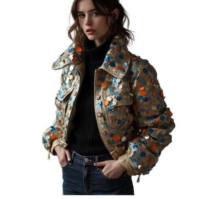 Polka Dot Cropped Jacket