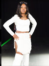 Winter White Fur Embellished Skirt Set