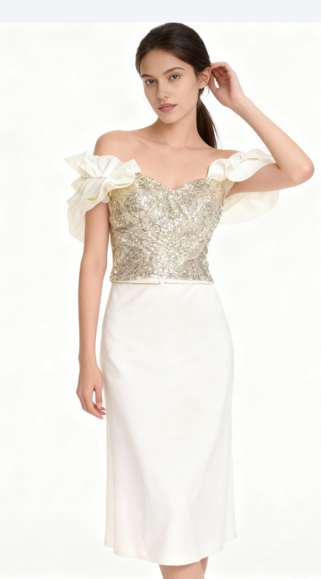 Sequin Bodice Top and Skirt Set w/Ruffles