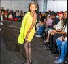 Yellow Party Dress with Green Shawl