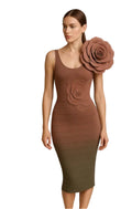 Ombre Bandage Dress w/Rose Embellishment