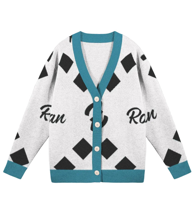 Black-White-Cyan Unisex Cardigan