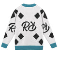 Black-White-Cyan Unisex Cardigan