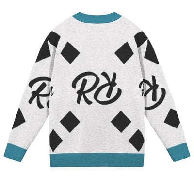 Black-White-Cyan Unisex Cardigan