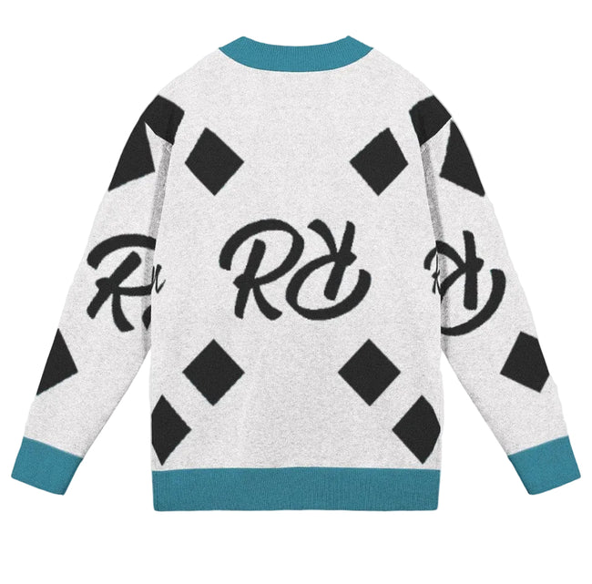 Black-White-Cyan Unisex Cardigan