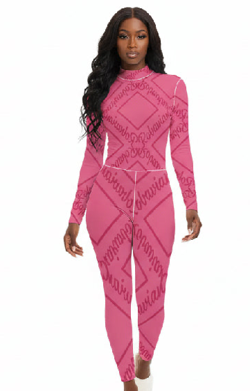 Hot Pink Robavian-Women's Long-sleeved High-neck Jumpsuit With Zipper