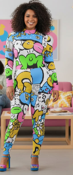 Rock Star-Women's Long-sleeved High-neck Jumpsuit With Zipper