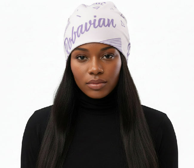 Robavian-Lavender & White Beanie