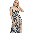Zebra Pattern Women's Print Tie Strap Split Dress
