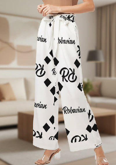 Robavian Black & White-Women's High-Rise Wide Leg Pants