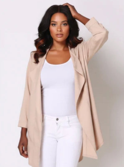 Full Size Open Front Longline Trench Coat