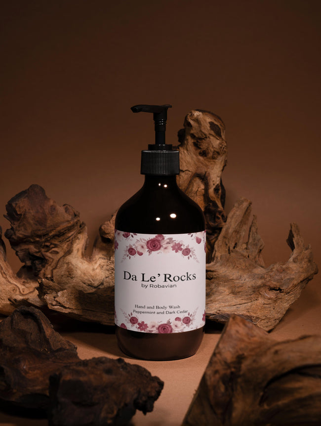Da Le' Rocks by Robavian-Hand & Body Wash, Peppermint & Dark Cedar