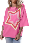 Color Block Star Patched Oversized T-Shirt